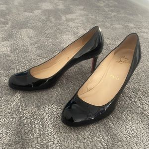 Christian louboutin Great shape lower heal shiny black size 37.5